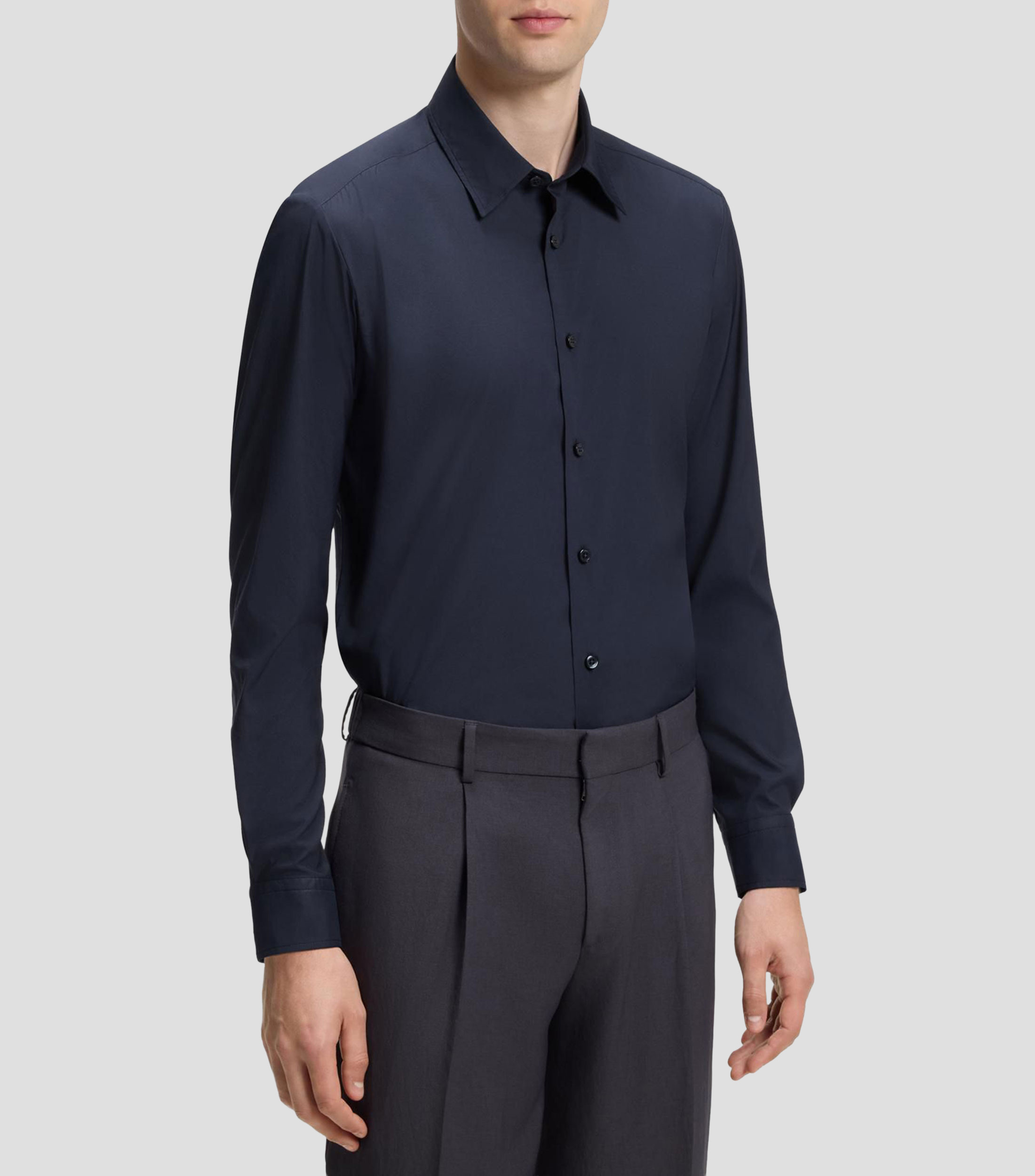 Camisa regular de tejido elástico técnico Hombre